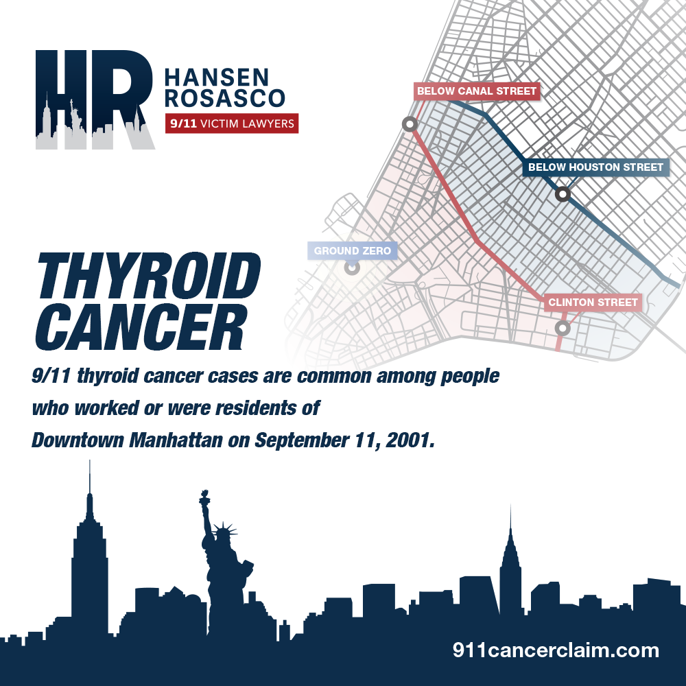Map of exposure zone for 9/11 survivors with Thyroid Cancer